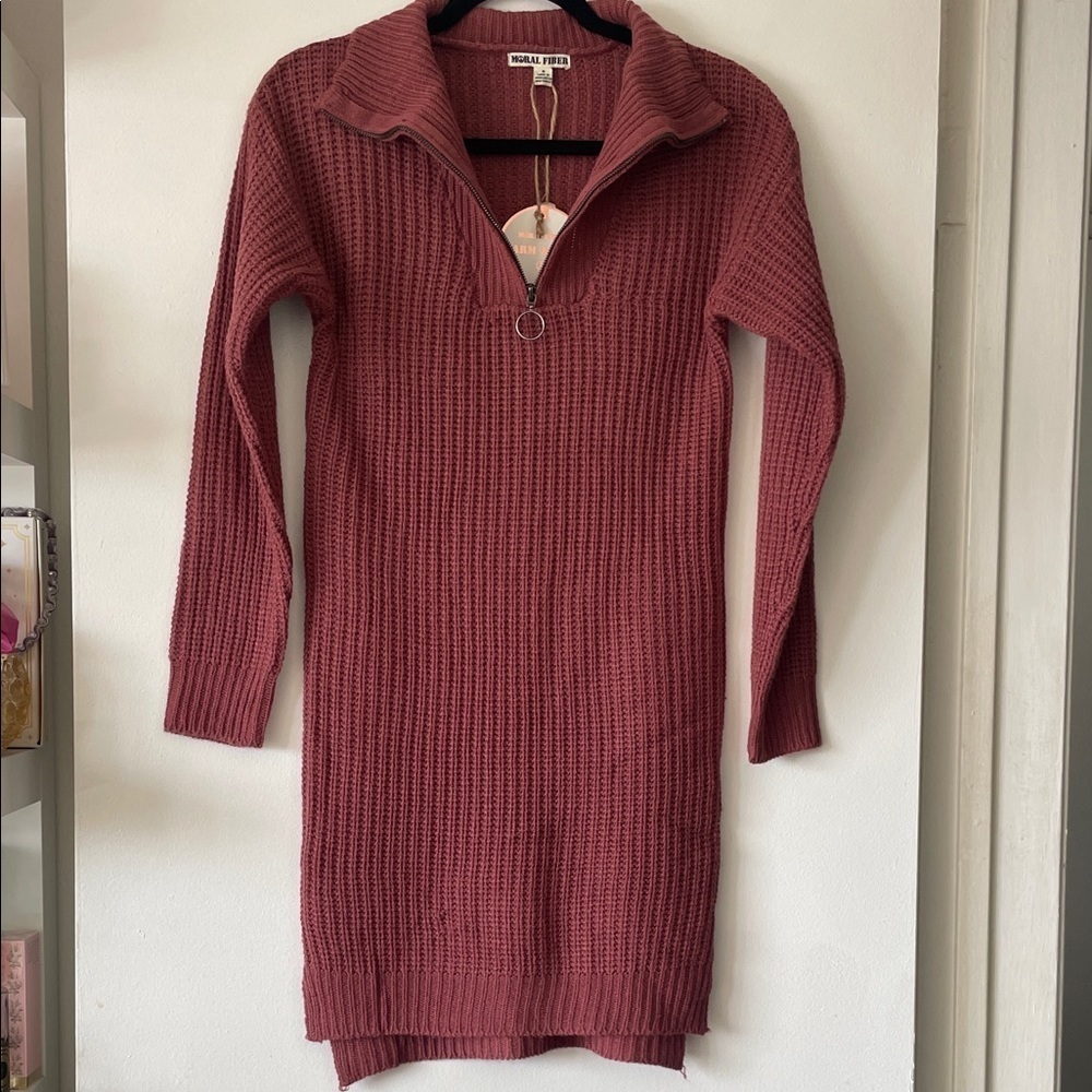 Moral Fiber vintage Pink Half-Zip Sweater Dress- Small